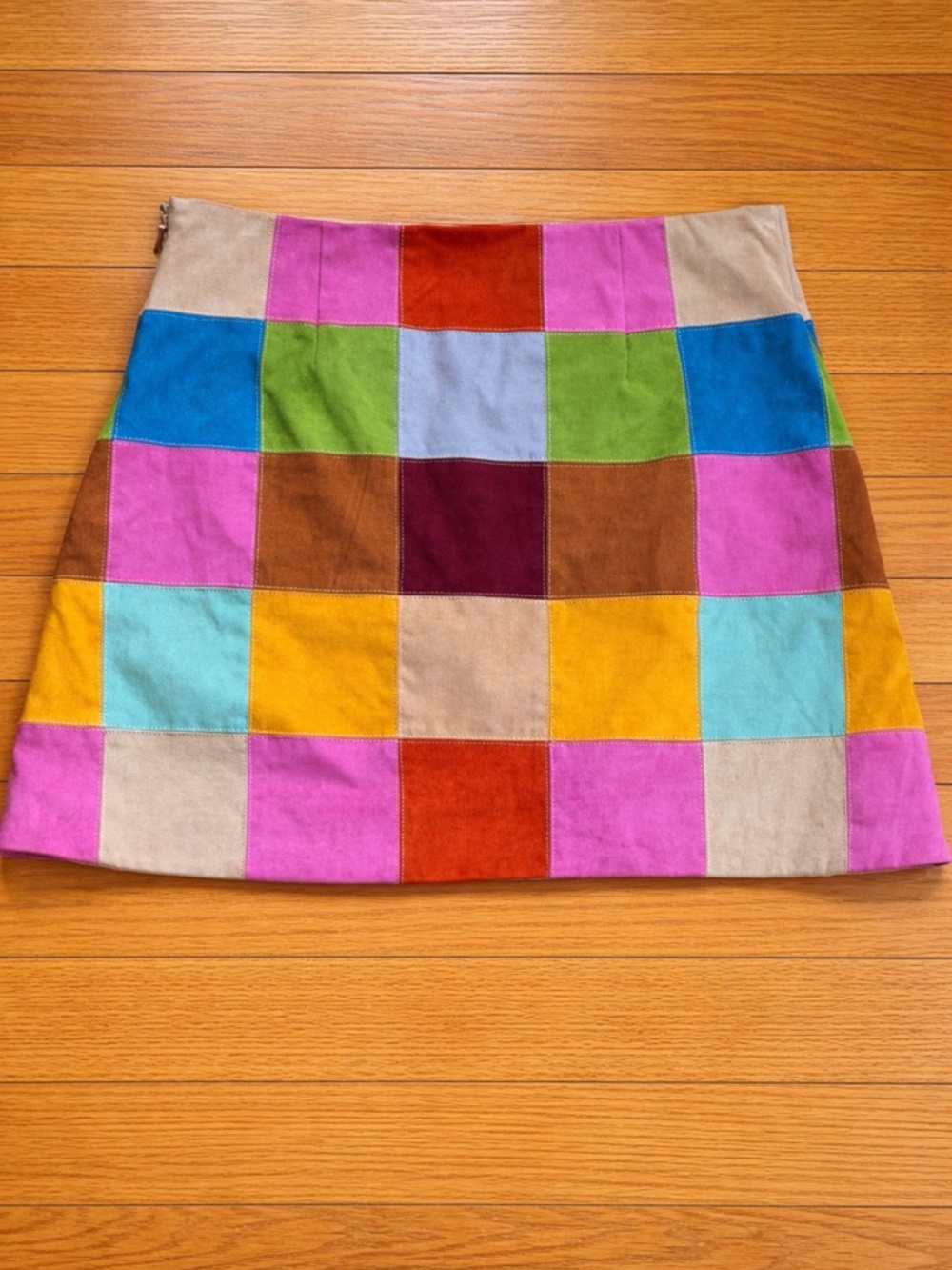 Isaac Mizrahi Patchwork Suede Mini Skirt in Multi Colors